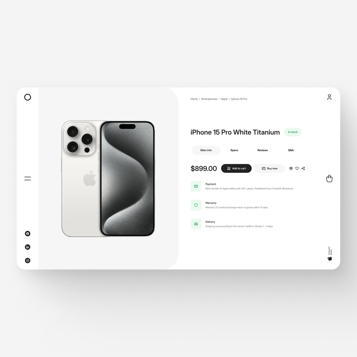 Concept design for an online store